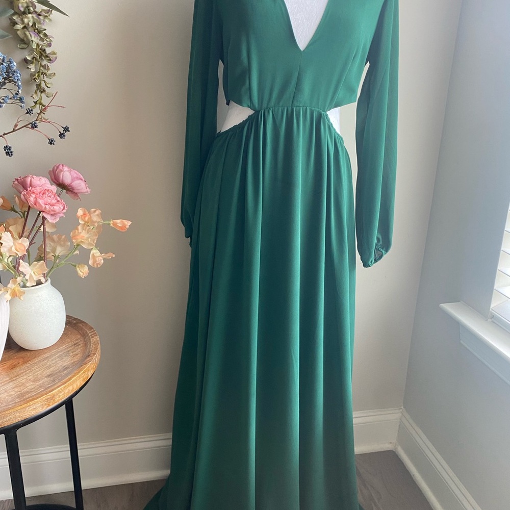 Forever 21 Green Bishop Sleeve Gown